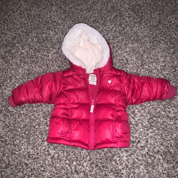 Old Navy hot pink puffer coat size 6-12 months - Picture 1 of 3